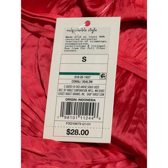 A New Day Women's Pleated Crinkle Satin Maxi Skirt by A New Day Coral Small - Picture 8 of 13